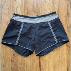 Women’s Lululemon Run The Fastest Gray Coal Shorts Workout Athletic, size 10
